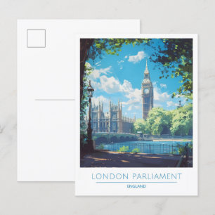 Londen Parlement Engeland Vintage Travel Briefkaart