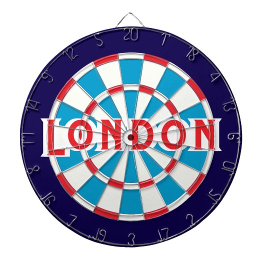 LONDEN Patriottisch Blauw Rood Wit + Donkerblauw G Dartbord (Voorkant)