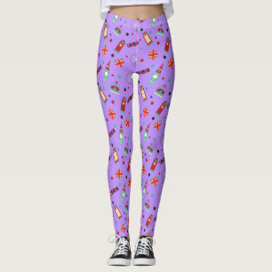 Londen patroon met paarse achtergrond leggings