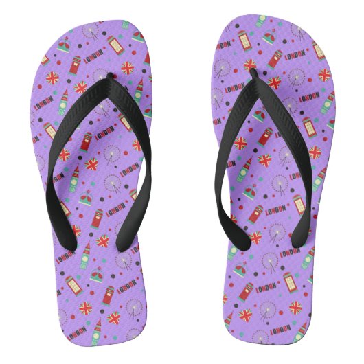 Londen patroon met paarse achtergrond teenslippers (Voetbed)