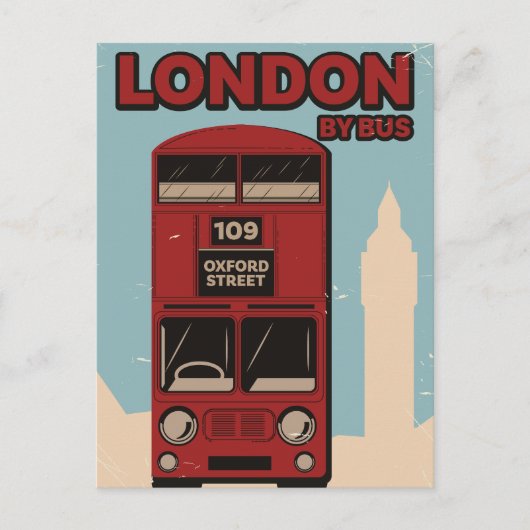 Londen per Bus Aankondigingskaart (Voorkant)
