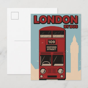Londen per Bus Uitnodiging Briefkaart