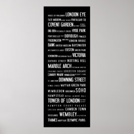 Londen populaire plaatsen op een typografisch post poster