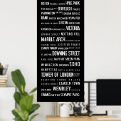 Londen populaire plaatsen op een typografisch post poster (Thuiskantoor)