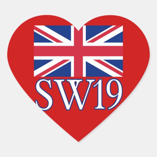 Londen Postcode SW19 met Union Jack Hart Sticker (Voorkant)