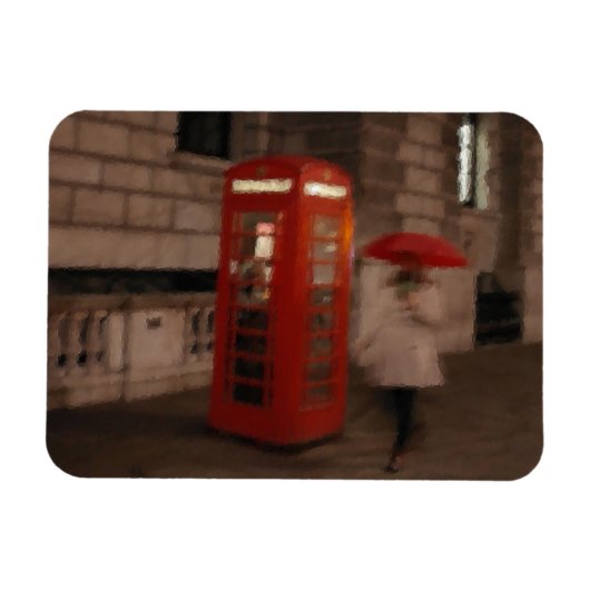 Londen - Rainy Day Phone Box - Umbrella Magnet Magneet (Horizontaal)