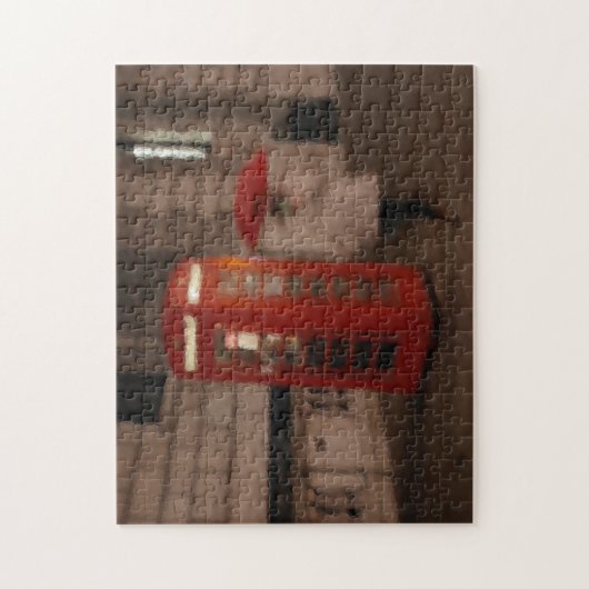 Londen - Rainy Day Red Phone Box / Umbrella Puzzle Legpuzzel (Verticaal)