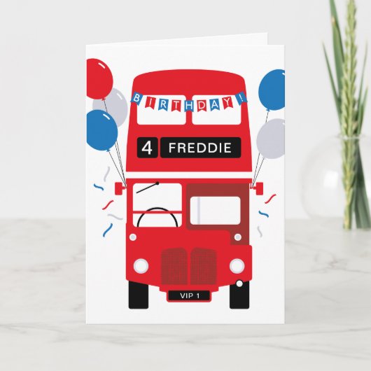 Londen Red Bus Gepersonaliseerde Age Birthday Kaar Kaart (Voorkant)
