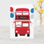 Londen Red Bus Gepersonaliseerde Age Birthday Kaar Kaart (Gele Bloem)