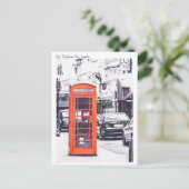 Londen, Red Telephone Box Waterverf Briefkaart (Staand voorkant)