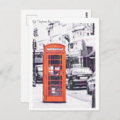 Londen, Red Telephone Box Waterverf Briefkaart (Voorkant / Achterkant)