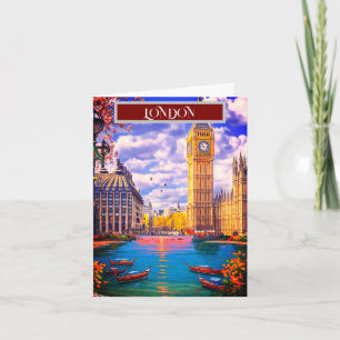 Londen Reisbriefkaart Kunst, Londen Reiskunst, Eng Feestdagen Kaart