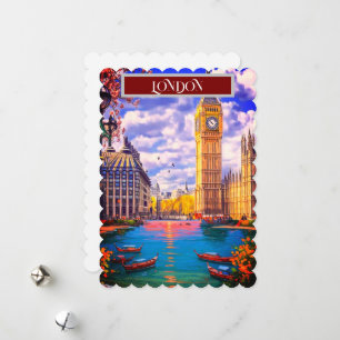 Londen Reisbriefkaart Kunst, Londen Reiskunst, Eng Feestdagenkaart
