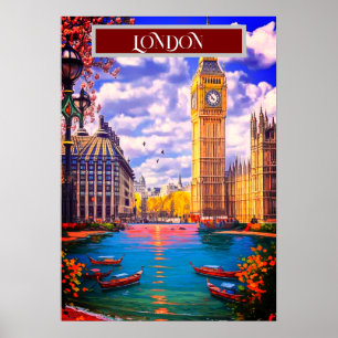 Londen Reisbriefkaart Kunst, Londen Reiskunst, Eng Poster