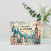 Londen Retro-stijl  Briefkaarten (Staand voorkant)