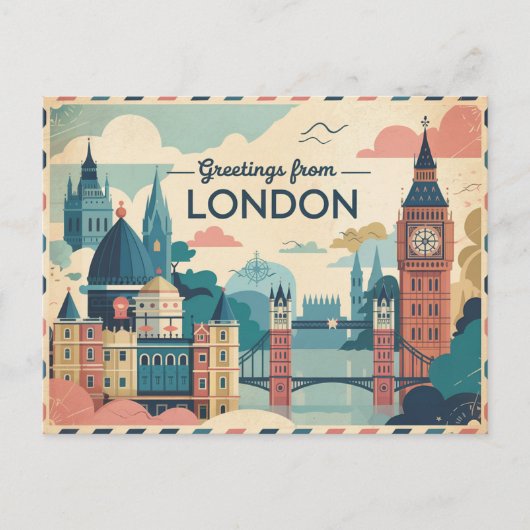 Londen Retro-stijl  Briefkaarten (Voorkant)