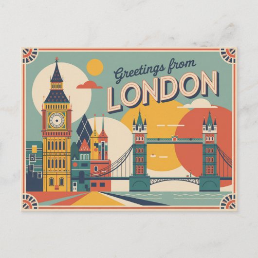 Londen Retro-stijl  Briefkaarten (Voorkant)