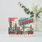 Londen Retro-stijl  Briefkaarten (Staand voorkant)