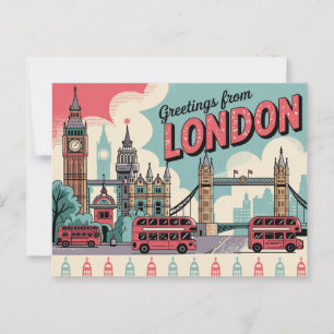 Londen Retro-stijl  Briefkaarten