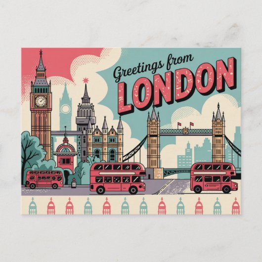 Londen Retro-stijl  Briefkaarten (Voorkant)