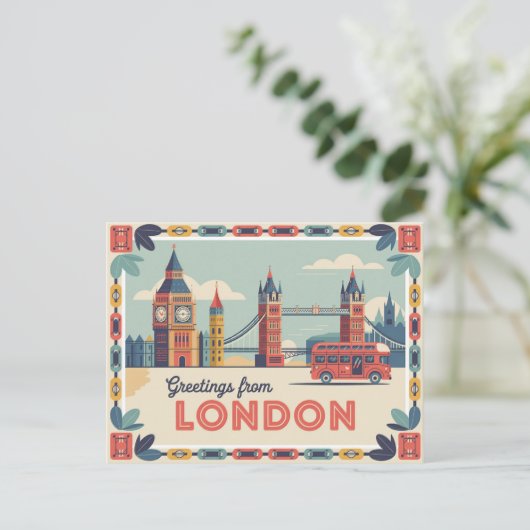 Londen Retro-stijl  Briefkaarten (Staand voorkant)