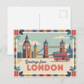 Londen Retro-stijl  Briefkaarten (Voorkant / Achterkant)