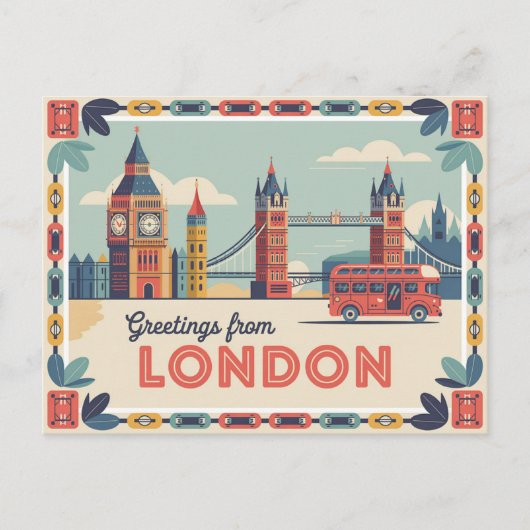 Londen Retro-stijl  Briefkaarten (Voorkant)