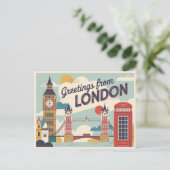 Londen Retro-stijl  Briefkaarten (Staand voorkant)