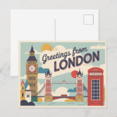 Londen Retro-stijl  Briefkaarten (Voorkant / Achterkant)