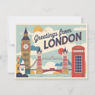 Londen Retro-stijl  Briefkaarten