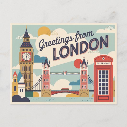 Londen Retro-stijl  Briefkaarten (Voorkant)