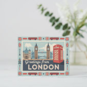 Londen Retro-stijl  Briefkaarten (Staand voorkant)