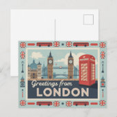 Londen Retro-stijl  Briefkaarten (Voorkant / Achterkant)