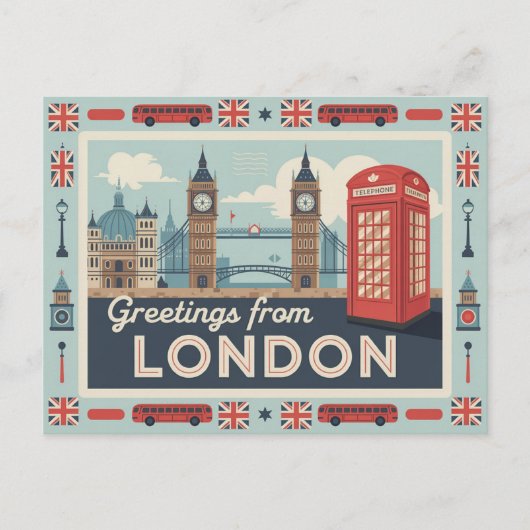 Londen Retro-stijl  Briefkaarten (Voorkant)