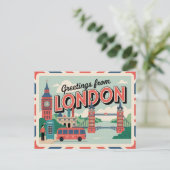Londen Retro-stijl  Briefkaarten (Staand voorkant)