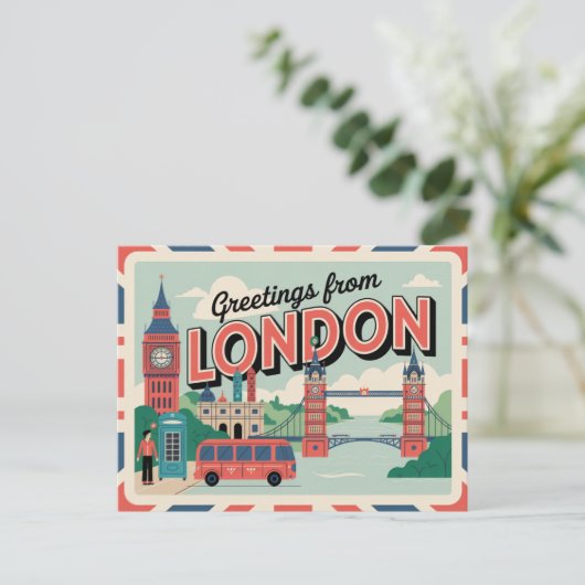 Londen Retro-stijl Briefkaarten (Staand voorkant)