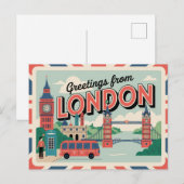 Londen Retro-stijl  Briefkaarten (Voorkant / Achterkant)
