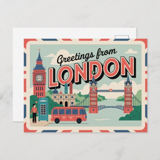 Londen Retro-stijl  Briefkaarten (Voorkant / Achterkant)