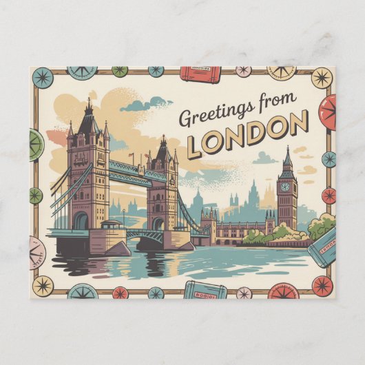 Londen Retro-stijl  Briefkaarten (Voorkant)