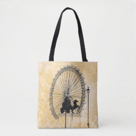Londen reuzenrad Ink Schets Neutraal Abstract Tote Bag