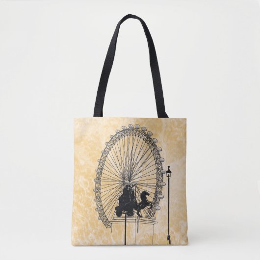 Londen reuzenrad Ink Schets Neutraal Abstract Tote Bag (Voorkant)