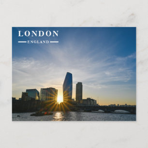 Londen Rivier Thames Zonsondergang Feestdagenkaart
