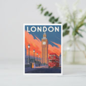 Londen Rode Bus Big Ben Kunst Briefkaart (Staand voorkant)