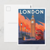 Londen Rode Bus Big Ben Kunst Briefkaart (Voorkant / Achterkant)