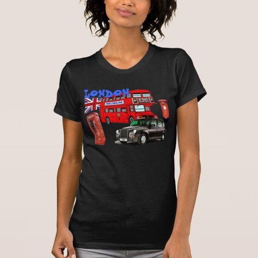 londen rode bus en pictogrammen van engelse hemden t-shirt (Voorkant)