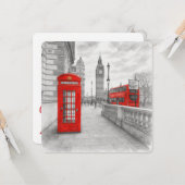 Londen Rode Telefooncel en Bus Aquarel Kaart (Voorkant / Achterkant in situ)