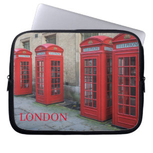 Londen rode telefooncellen uitzicht laptop hoesje sleeve