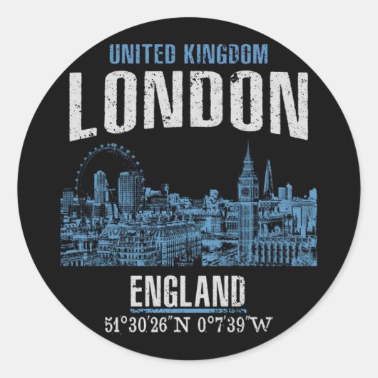 Londen Ronde Sticker (Voorkant)