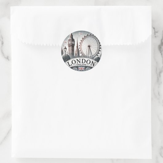 Londen Ronde Sticker (Tas)
