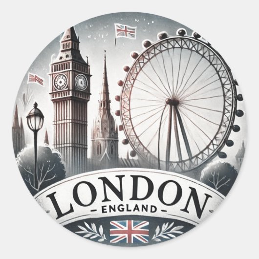 Londen Ronde Sticker (Voorkant)
